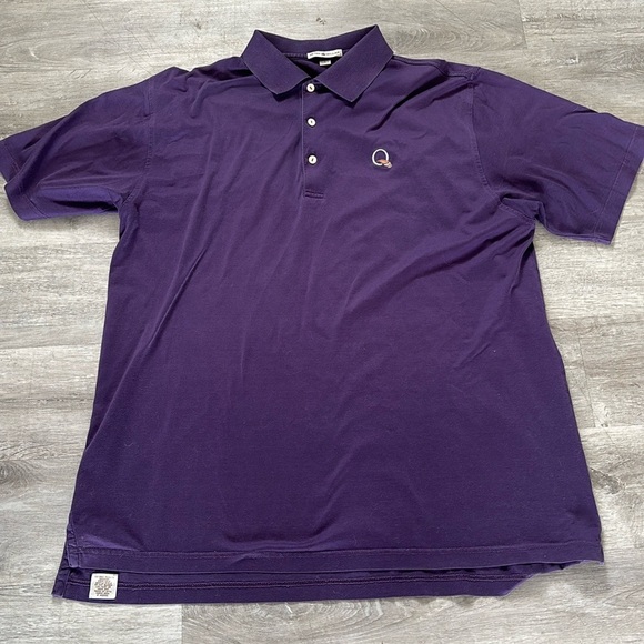 Peter Millar Crown Sport Summer Comfort purple golf Polo Shirt Large logo - Picture 1 of 8